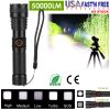 Tactical Led Flashlight Zoomable Rechargeable Search Light Torch 50000Lm W/ 5Modes Sos Night Light For Night Walking Adventures