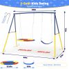 Swing Set For Backyard, 330Lbs Swing Set With Heavy-Duty A-Frame Metal Outdoor Swing Stand, 1 Saucer Swing Seat & 1 Belt Swings Seat