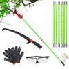 2 In 1 Extra Long Manual Pole Saw 8.23-28.25Ft Extendable Tree Pruner For High Branches With Pruner Scissors 2 Double-Hooked Saw Blades Goggles Gloves