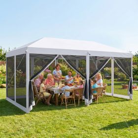 10' x 20' Pop Up Canopy Tent with Netting, Heavy Duty Instant Sun Shelter, Large Tents, Cream White