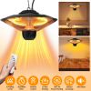 1500W Outdoor Patio Heater Electric Hanging Heated Ceiling Mounted Heating Lamp Ip23 Waterproof With 3 Heating Levels 30Mins/60Mins Timer 2 Remote Con
