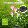 2Pcs Solar Garden Lights Outdoor Lily Flower Led Light 7-Color Changing Ip65 Waterproof Pathway Stake Lights Patio Decorative For Garden Patio Yard Wa