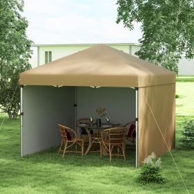 10' x 10' Pop Up Canopy with Sidewalls, Weight Bags and Carry Bag, Height Adjustable Tent for Parties, Beige