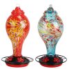 Glass Hummingbird Feeder 33Oz Hand Blown Hummingbird Feeder With 5 Flower Feeding Port Perch Ant Moat Hanging Hook S Hook Hemp Rope Cleaning Brush For