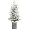 4.5Ft Flocked Christmas Tree With Pot 150 Pre-Lit Warm White Led Lights 19 Pine Cone Decorations Potted Artificial Christmas Tree For Bedroom Living R