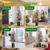 4.5Ft Flocked Christmas Tree With Pot 150 Pre-Lit Warm White Led Lights 19 Pine Cone Decorations Potted Artificial Christmas Tree For Bedroom Living R