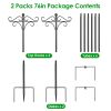 2 Packs 76In Heavy Duty Double Shepherds Hook Bird Feeder Pole Garden Hanging Holder With 4 Adjustable Height 5 Prong Base For Bird Feeder Garden Plan