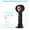 Portable Handheld Fan Rechargeable Pocket Personal Fan Quiet Desk Phone Holder Fan With 3 Speeds Removable Base For Commute Office Outdoor Indoor