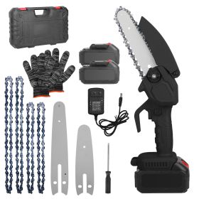 Electric Mini Chainsaw Portable Handheld Cordless Small Chain Saw Battery Powered With 2Pcs 2200Mah Rechargeable Batteries 4In/6In Chains For Pruning