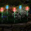 2Pcs Solar Powered Tulip Garden Light Wind Mill Waterproof Landscape Stake Lamp Decorative Lawn Lights For Yard Driveway Walkway Patio