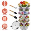 7 Tier Stackable Vertical Planter With Wheels Strawberry Planter Tower Space Saving Garden Planter With Drainage System Rolling Herb Flower Vegetable