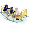 3-Seat Kids Rocking Seesaw Outdoor Playground Equipment Stainless Steel Teeter Totter With Eva Foam Cover Handles & Backrests Toddler Swing 220Lbs Max