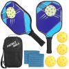 Pickleball Set 2 Fiberglass Paddles 4 Outdoor Indoor Balls Portable Carry Bag 2 Cooling Towel Lightweight Ergonomic Grip For Beginners Pros