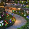 2Pcs Solar Garden Lights Outdoor Lily Flower Led Light 7-Color Changing Ip65 Waterproof Pathway Stake Lights Patio Decorative For Garden Patio Yard Wa