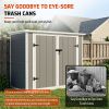 4.6X2.4 Ft Resin Outdoor Storage Shed With Hydraulic Lid & Ramp Lockable Horizontal Storage Cabinet For Garden Tools Firewood Outdoor Supplies And Pet