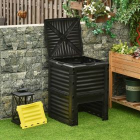 Garden Compost Bin 80 Gallon Outdoor Large Capacity Composter Fast Create Fertile Soil Aerating Box, Yellow