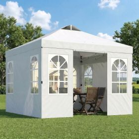 9.6 x 9.6 ft Pop Up Canopy Tent with Sidewalls, One Push Setup, UPF50+ Portable Instant Canopy Shelter, White