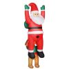 7Ft Inflatable Hanging Santa Christmas Decoration With Warm White Led Lights Built-In Fan Outdoor Blow Up Christmas Yard Decor For Lawn Garden Roof Ea