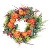 17.71In Autumn Wreath With Pumpkin Mixed Leaves Berries Flowers Fall Decoration For Indoor Outdoor Window Wall Front Door In Halloween Thanks Giving D