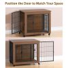 32.5" Dog Crate Furniture With Lockable Wheels Heavy Duty Wooden Dog Kennel With 2 Doors Steel Metal Pet Cage End Table Brown Indoor Dog House For Sma