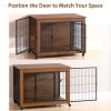 38.6" Dog Crate Furniture With Lockable Wheels Heavy Duty Wooden Dog Kennel With 2 Doors Steel Metal Pet Cage End Table Brown Indoor Dog House For Med