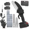 Electric Mini Chainsaw Portable Handheld Cordless Small Chain Saw Battery Powered With 2Pcs 2200Mah Rechargeable Batteries 4In/6In Chains For Pruning