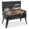 17.32X10.63X2.56In Portable Charcoal Grill Foldable Bbq Suitcase Grill Shelf For Outdoor Camping Picnics Garden Grilling