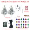 2Pcs Battery Powered Lighted Christmas Tree Urn Filler With Light Artificial Xmas Trees Light With Berries Balls Led Pathway Pine Tree Ip44 Waterproof