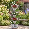 7 Tier Stackable Vertical Planter With Wheels Strawberry Planter Tower Space Saving Garden Planter With Drainage System Rolling Herb Flower Vegetable