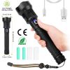 Led Tactical Flashlights 30000Lm Usb Rechargeable Flashlight Water-Resistant Zoomable Led Torch W/ 3 Modes Sos 3200Mah Battery Handheld Flashlights Fo