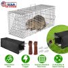 Humane Cat Trap Cage With Waterproof Cover Gloves Catch Release Live Animal Rodent Cage Collapsible Galvanized Wire For Raccoons Beavers Groundhogs Fo