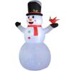 12Ft Christmas Inflatable Snowman With Cardinal Bird Rotating Colorful Led Lights Giant Blow Up Snowman Outdoor Christmas Yard Decorations With Built-