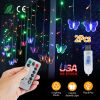 Butterfly Curtain String Lights Usb Powered Colorful Led Fairy Lamps W/8 Modes 96 Led Remote Control 11.5Ft For Bedroom Weddings Christmas Party Decor