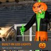 9 Ft Halloween Inflatable Pumpkin Ghost Outdoor Decoration With Built-In Led Lights, Ip44 Waterproof Giant Blow Up Pumpkin Yard Decoration With Stakes