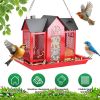Metal Hanging Bird Feeder House Classic Barn Bird Feeder House Iron Hanging Outdoor Feeder With Visible Window And Lift Top Lid 15.75In Hanging Length