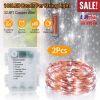 2Pcs Led String Lights 100Led Beads 32.8Ft Copper Fairy Lights Ip65 Waterproof Battery Operated Flash Lights With Remote Control For Wedding Party Jar