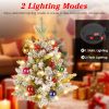 2Pcs Solar Powered Lighted Christmas Tree Urn Filler With Light Artificial Xmas Trees Light With Berries Decor Balls Led Pathway Pine Tree Ip44 Waterp
