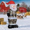 8Ft Inflatable Camouflage Santa Christmas Decoration With Warm White Led Lights Built-In Fan 8 Ground Stakes 4 Tether Ropes & 3 Sandbags Outdoor Yard