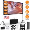 100Inch Projector Screen With Stand 16:9 4K Hd Rear Front Wrinkle-Free Portable And Foldable Movie Screen With Carry Bag For Indoor Outdoor Home Theat