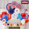 4Th Of July Decorations Set,Patriotic Party Supplies With Usa Foil Balloons Paper Fans Confetti Balloons Hanging Streamers Star Confetti Flags For Ind