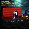 6 Ft Halloween Inflatable Vampire In Coffin Outdoor Decoration With Built-In Led Lights, Ip44 Waterproof Blow Up Dracula Coffin Yard Decoration With S