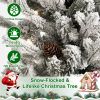 4.5Ft Flocked Christmas Tree With Pot 150 Pre-Lit Warm White Led Lights 19 Pine Cone Decorations Potted Artificial Christmas Tree For Bedroom Living R