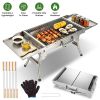 Foldable Charcoal Grill Portable Bbq Grill With Storage Shelf, Carry Handle, Air Vent Design, Chrome-Plated Grill Grate, 10 Skewers, Outdoor Barbecue