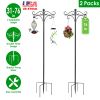 2 Packs 76In Heavy Duty Double Shepherds Hook Bird Feeder Pole Garden Hanging Holder With 4 Adjustable Height 5 Prong Base For Bird Feeder Garden Plan