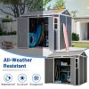 8X6Ft Resin Outdoor Storage Shed With Floor Lockable Garden Shed With 2 Windows Ventilation & Sloped Roof Weather-Resistant For Garden Tools Lawn Equi