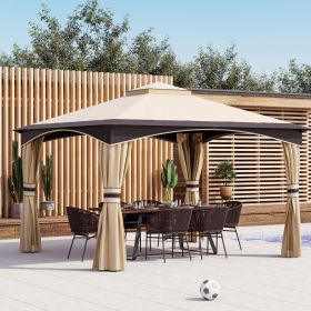 10' x 12' Outdoor Gazebo with Netting, Patio Gazebo Canopy with 2-Tier Soft Top Roof and Steel Frame for Lawn, Garden, Backyard and Deck