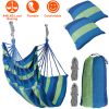 440Lbs Hammock Hanging Chair Canvas Porch Patio Swing Seat Portable Camping Rope Seat W/ 2Pillows