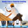 16000Mah 4 In 1 Dual-Turbine Waist Clip Fan Wearable Personal Fan Hands-Free With 5 Speeds Lcd Display Lanyard Double As Power Bank For Jobsites Campi