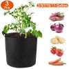 3 Pack Plant Grow Bags Potato Vegetable Planter Bags Breathable Planting Fabric Pots 5Gallons