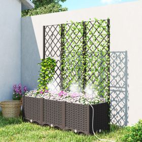 3PCS Plastic Planter Box with Trellis, Self-Watering Raised Garden Bed with Trellis and Automatic Watering Timer Kit